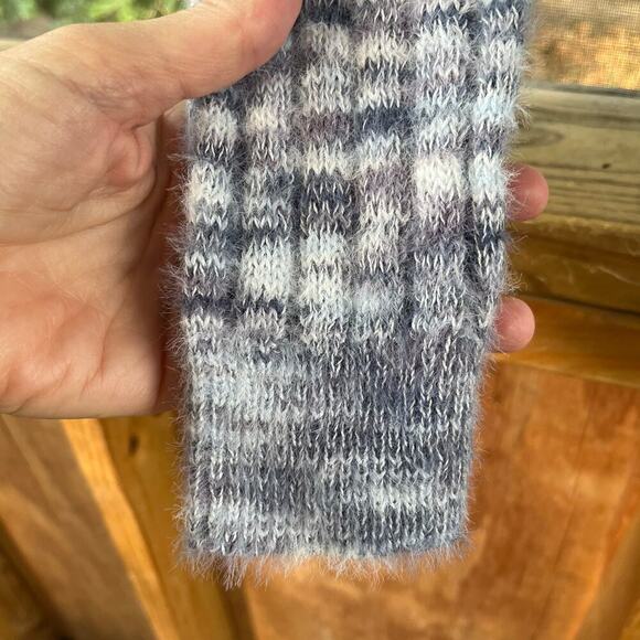 So Women's Blue Grey Spacedye Hooded Cropped Sweater Size M. NEW - Picture 6 of 9